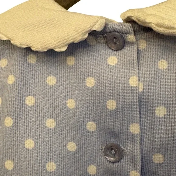 Bonnie Jean Girls Light Blue Polka Dot Peter Pan Collar Bow Dress Size 6 - Picture 5 of 6